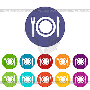 Plate flat icon - color vector clipart