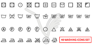 Icon set of laundry symbols - vector image