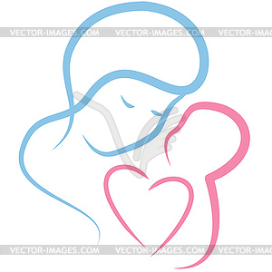 Материнская любовь - векторное графическое изображение