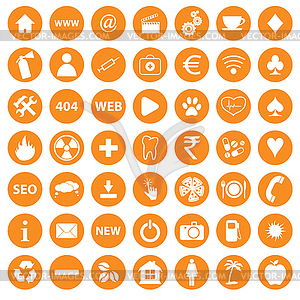 Orange icons set - vector clip art