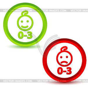 Children under three years icons - royalty-free vector clipart