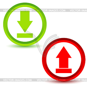 Download upload icons set - color vector clipart
