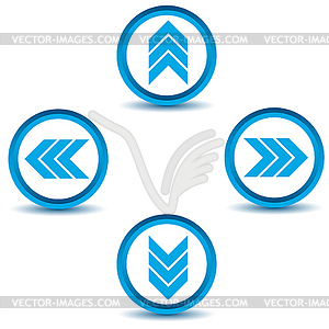 Blue arrows icons set - vector image