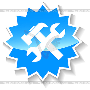 Ремонт синий значок - клипарт в векторном виде