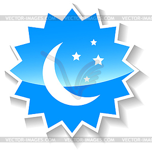 Moon blue icon - vector clip art