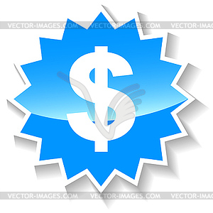 Доллар синий значок - иллюстрация в векторном формате