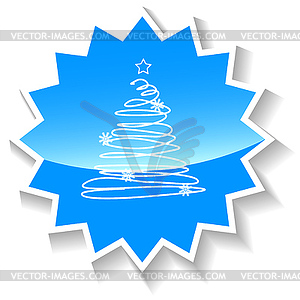 Fir-tree blue icon - vector clip art