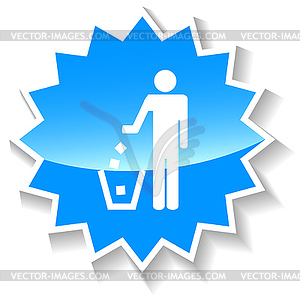 Trash синий значок - изображение векторного клипарта