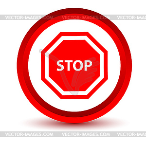 Red stop icon - vector image