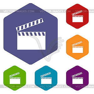 Film rhombus icons - stock vector clipart