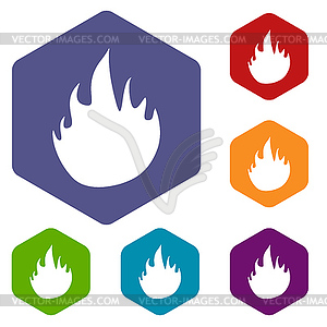 Fire rhombus icons - vector clip art