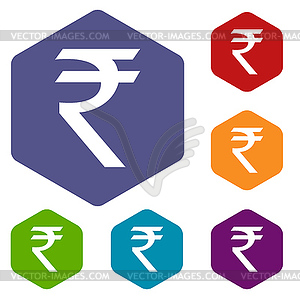 Rupee rhombus icons - vector image