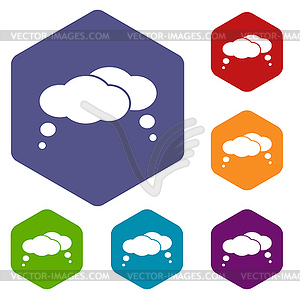 Clouds rhombus icons - vector clip art