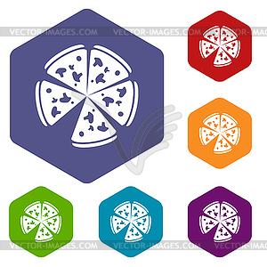 Pizza rhombus icons - vector clipart