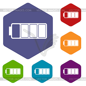 Battery rhombus icons - vector image