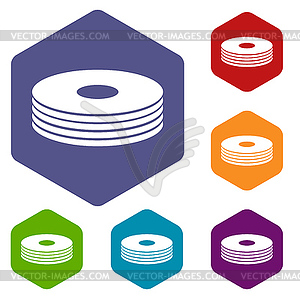 Drives rhombus icons - vector clip art