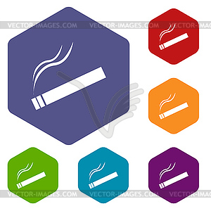 Cigarette rhombus icons - vector clip art