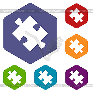 Puzzle rhombus icons - stock vector clipart