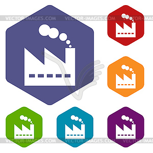 Factory rhombus icons - royalty-free vector image