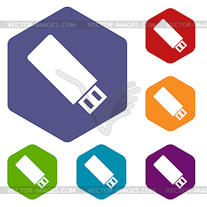 Flash drive rhombus icons - vector image