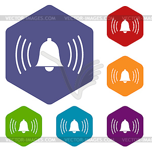 Alarmclock rhombus icons - vector image