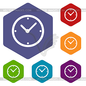 Clock rhombus icons - vector clipart