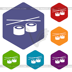 Sushi rhombus icons - vector image