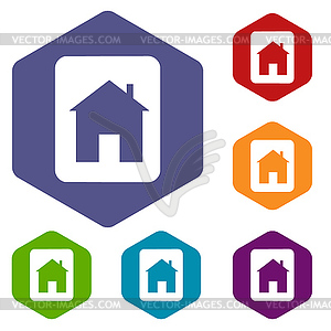 Home rhombus icons - vector clipart