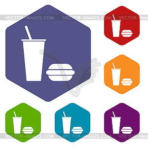 Fast food rhombus icons - vector clip art