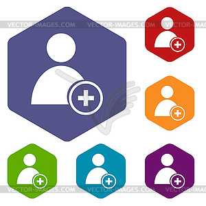 Add user rhombus icons - vector clipart