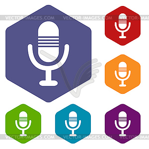 Microphone rhombus icons - vector image