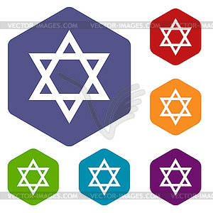 Judaism rhombus icons - vector clipart