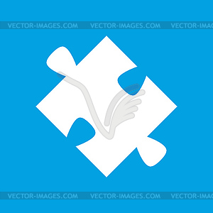 Puzzle white icon - vector image