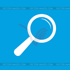 Magnifying glass white icon - vector image