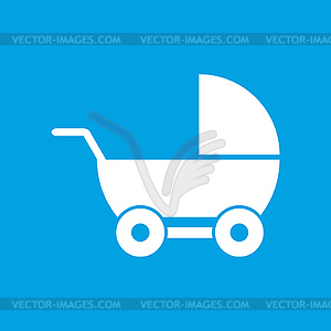 Baby carriage white icon - vector clipart