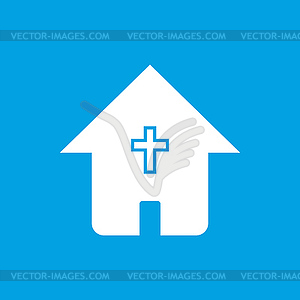 Protestant church white icon - vector clipart