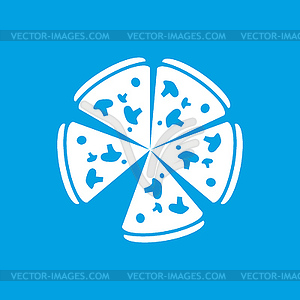 Pizza white icon - vector clip art