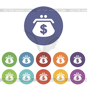 Dollar purse flat icon - vector image