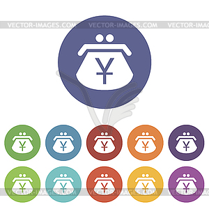 Yen purse flat icon - vector clipart