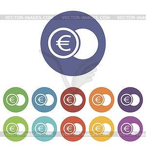 Euro coin flat icon - vector clipart