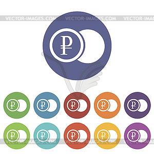 Ruble coin flat icon - vector image