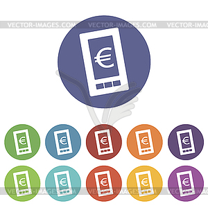 Euro phone flat icon - vector clipart