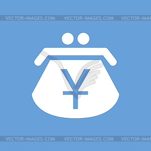 Yen purse white icon - vector EPS clipart