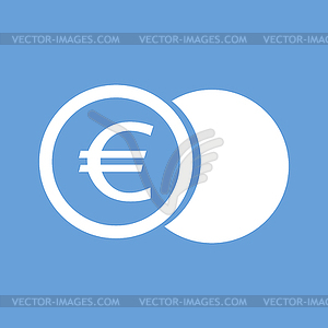 Евро монеты белый значок - изображение в векторном формате