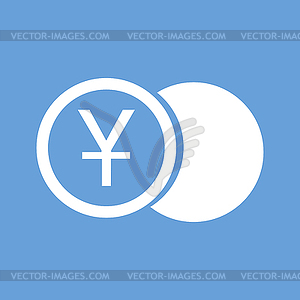 Yen coin white icon - vector image