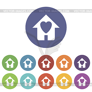 Love house flat icon - vector clipart