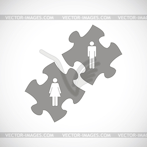 Love puzzle black icon - vector clipart