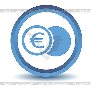 Blue euro coin icon - vector image