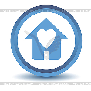 Blue Love house icon - vector clipart