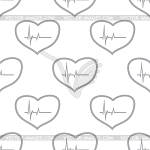 New Heartbeat seamless pattern - royalty-free vector clipart